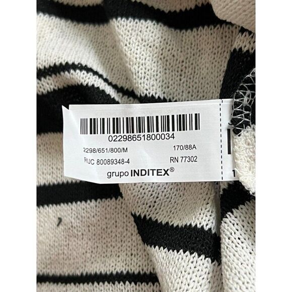 Zara Womens Rustic Sweater M Black White Knit Striped Pullover 2298/651 NWT - Picture 6 of 11